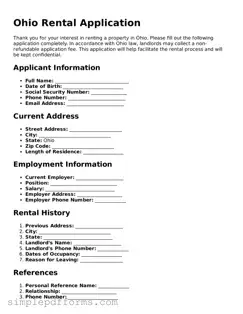 Attorney-Verified Rental Application Document for Ohio State