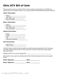 Attorney-Verified ATV Bill of Sale Document for Ohio State