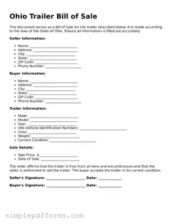 Attorney-Verified Trailer Bill of Sale Document for Ohio State