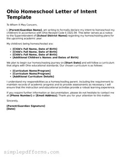 Attorney-Verified Homeschool Letter of Intent Document for Ohio State