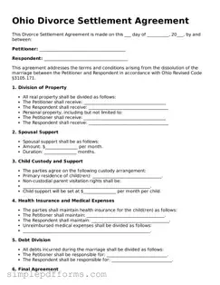 Attorney-Verified Divorce Settlement Agreement Document for Ohio State
