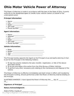 Attorney-Verified Motor Vehicle Power of Attorney Document for Ohio State