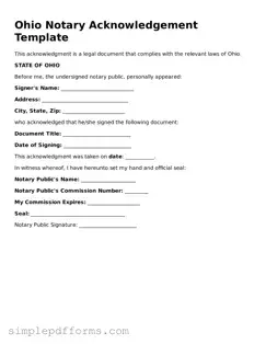 Attorney-Verified Notary Acknowledgement Document for Ohio State