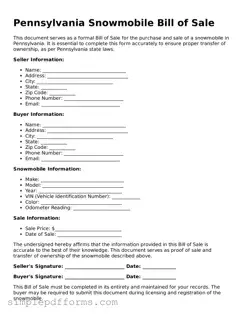 Attorney-Verified Snowmobile Bill of Sale Document for Pennsylvania State
