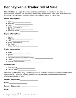 Attorney-Verified Trailer Bill of Sale Document for Pennsylvania State