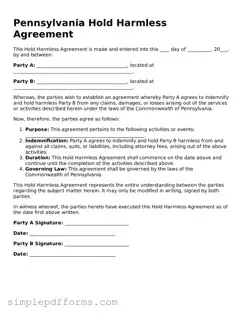 Attorney-Verified Hold Harmless Agreement Document for Pennsylvania State