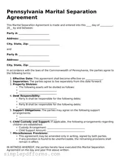 Attorney-Verified Marital Separation Agreement Document for Pennsylvania State