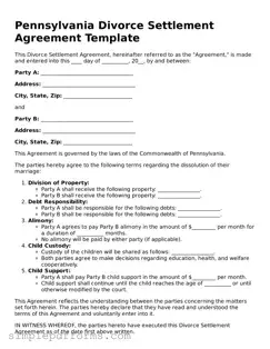 Attorney-Verified Divorce Settlement Agreement Document for Pennsylvania State