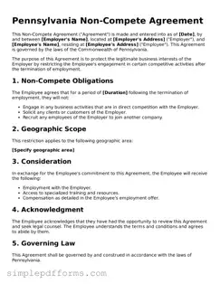 Attorney-Verified Non-compete Agreement Document for Pennsylvania State