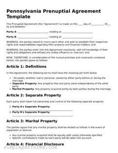 Attorney-Verified Prenuptial Agreement Document for Pennsylvania State