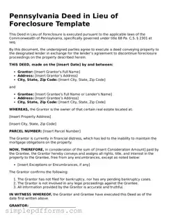 Attorney-Verified Deed in Lieu of Foreclosure Document for Pennsylvania State