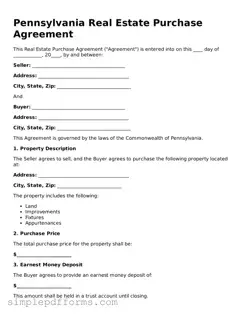 Attorney-Verified Real Estate Purchase Agreement Document for Pennsylvania State