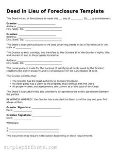 Free Deed in Lieu of Foreclosure Form