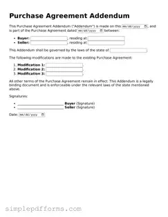 Free Purchase Agreement Addendum Form