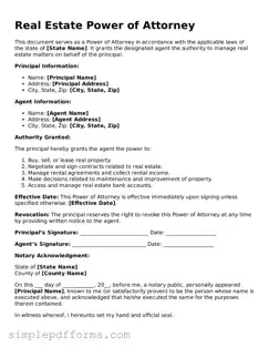 Free Real Estate Power of Attorney Form