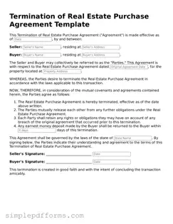 Free Termination of Real Estate Purchase Agreement Form