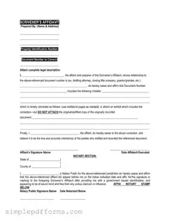 Fill a Valid Scrivener's Affidavit Form