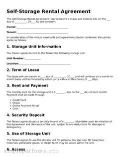 Free Self-Storage Rental Agreement Form