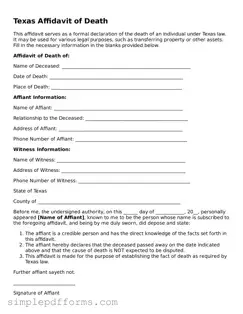 Attorney-Verified Affidavit of Death Document for Texas State