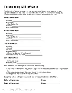 Attorney-Verified Dog Bill of Sale Document for Texas State