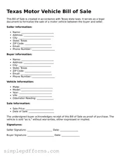 Attorney-Verified Motor Vehicle Bill of Sale Document for Texas State