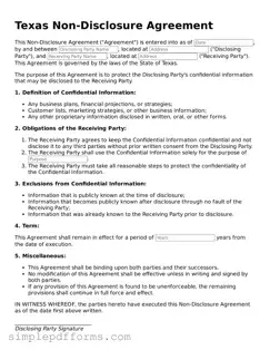 Attorney-Verified Non-disclosure Agreement Document for Texas State