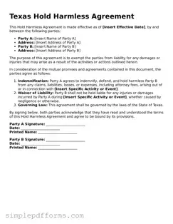 Attorney-Verified Hold Harmless Agreement Document for Texas State