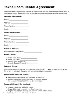 Attorney-Verified Room Rental Agreement Document for Texas State