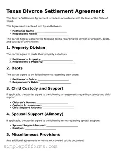 Attorney-Verified Divorce Settlement Agreement Document for Texas State