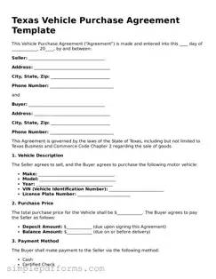 Attorney-Verified Vehicle Purchase Agreement Document for Texas State