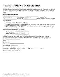 Attorney-Verified Affidavit of Residency Document for Texas State