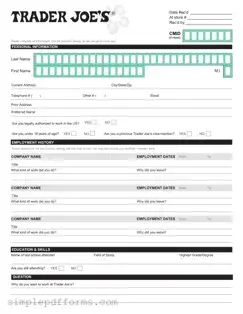 Fill a Valid Trader Joe's application Form