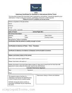 Fill a Valid Veterinary Certificate Travel Form