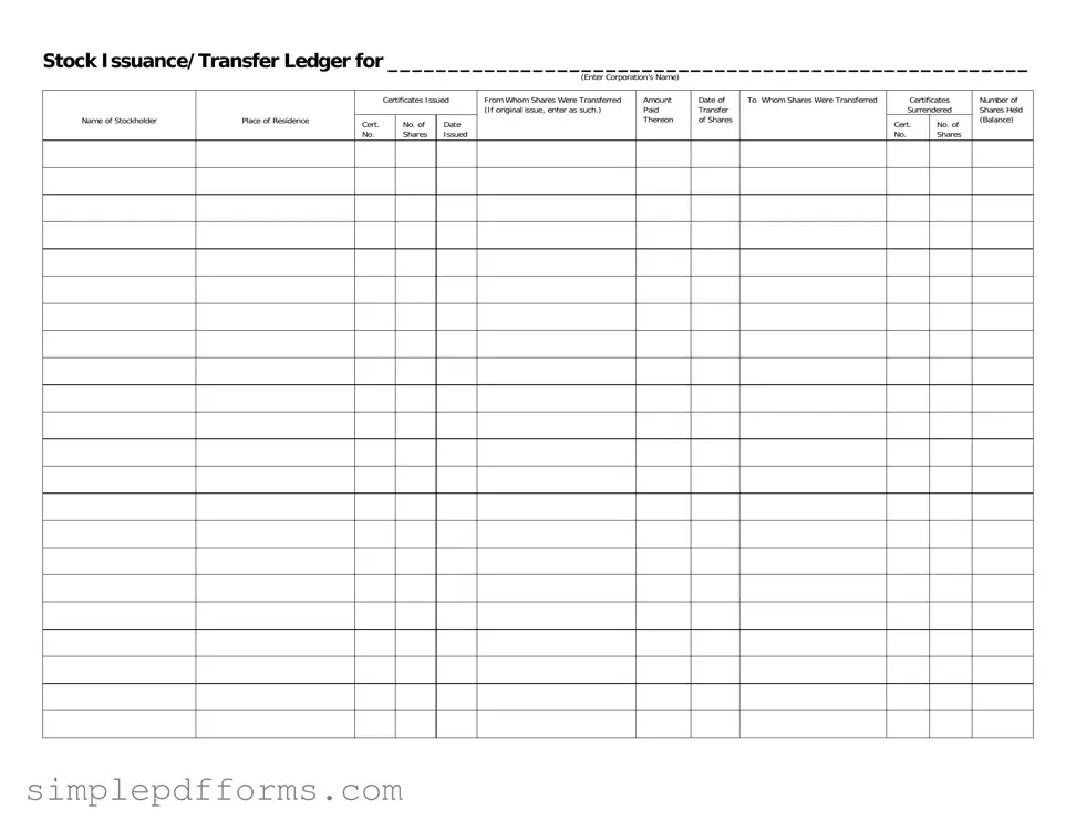 Fill a Valid Stock Transfer Ledger Form
