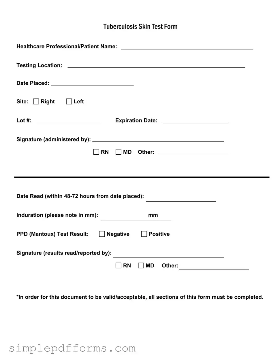 Fill a Valid Tb Test Form
