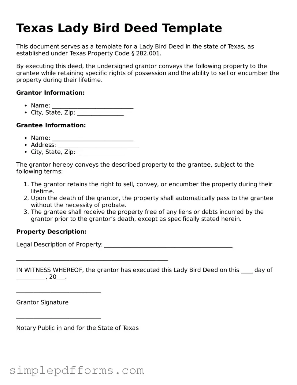 Attorney-Verified Lady Bird Deed Document for Texas State