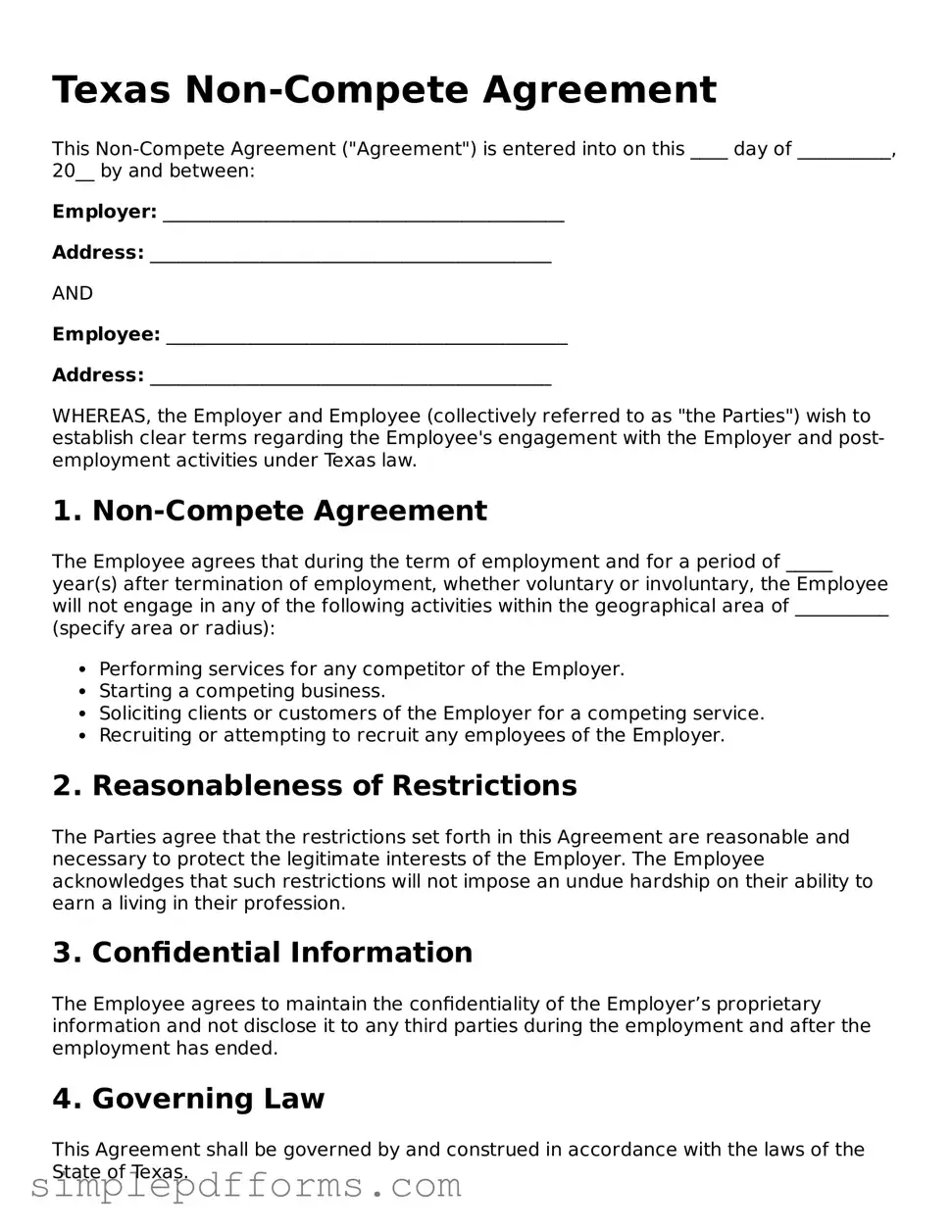 Attorney-Verified Non-compete Agreement Document for Texas State