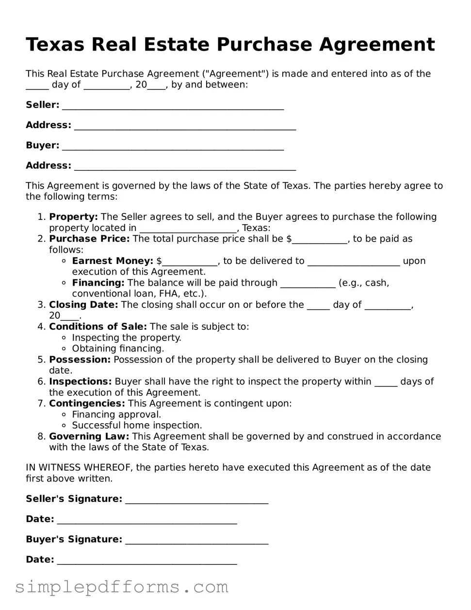 Attorney-Verified Real Estate Purchase Agreement Document for Texas State