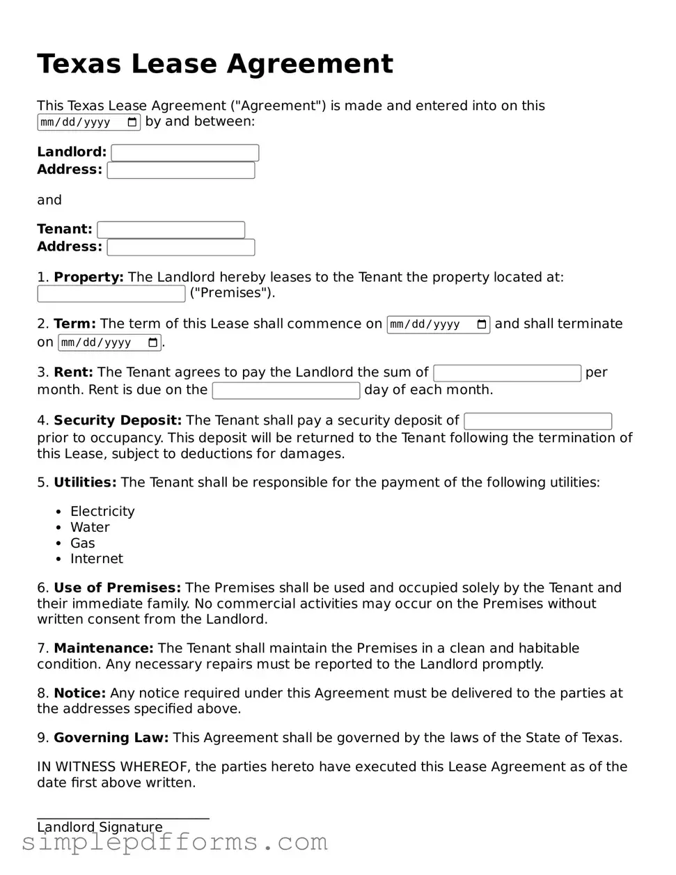 Attorney-Verified Lease Agreement Document for Texas State