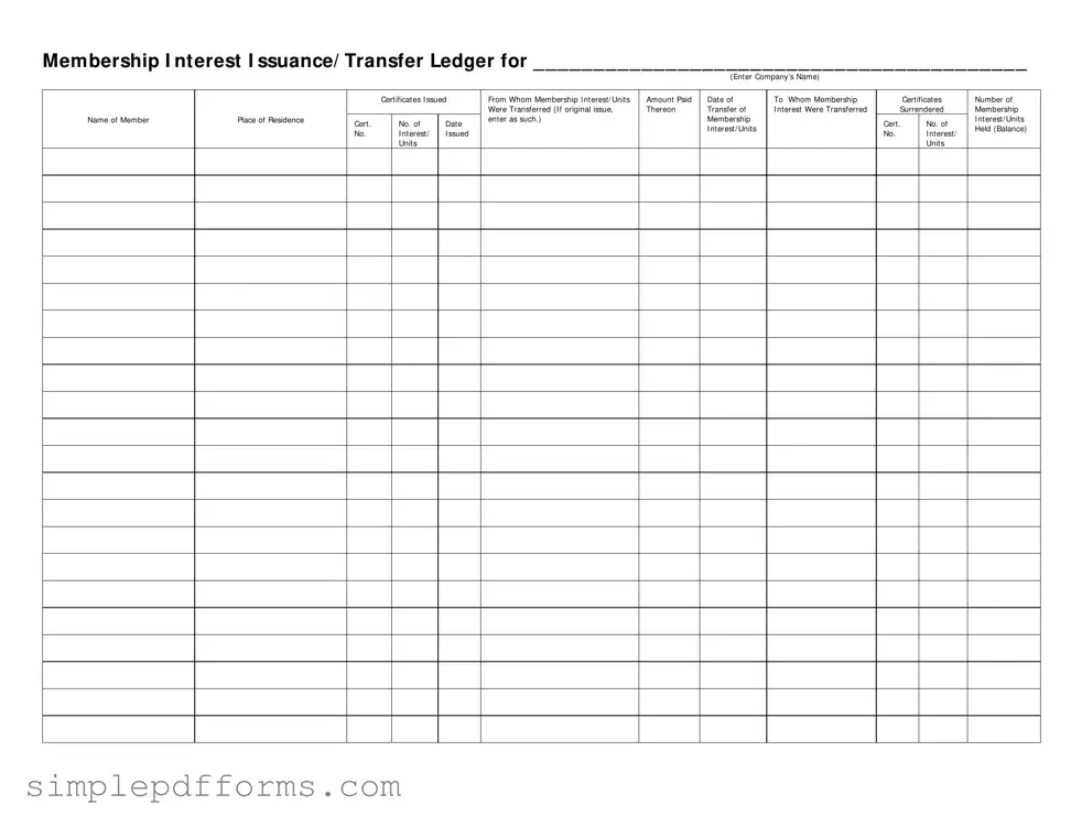 Fill a Valid Membership Ledger Form