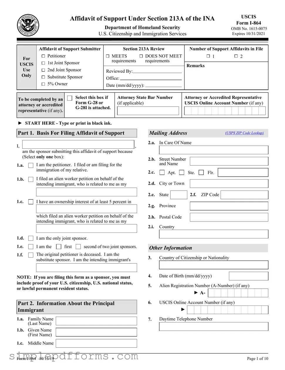 Fill a Valid USCIS I-864 Form